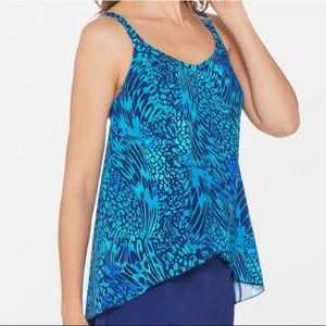 New Size 10 Denim & Co. Beach Hi- Low Tankini Swimsuit Top